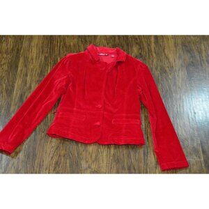 So Red Corduroy Blazer Jacket Women's Size Large Suit Preppy READ